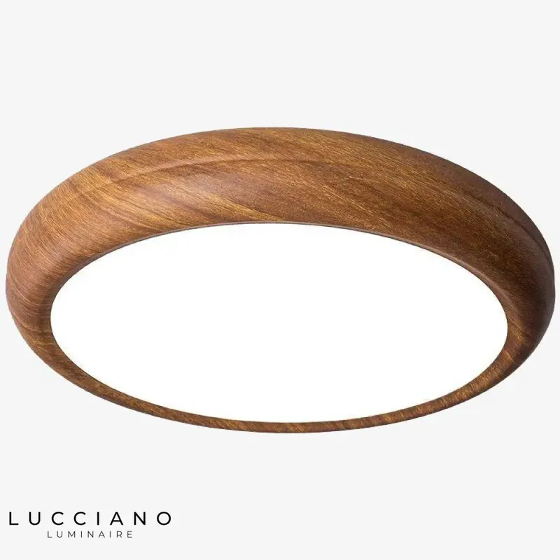 Plafonnier LED rond bois moderne