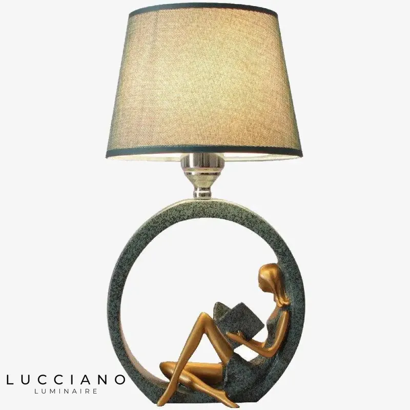 Lampe sculpture LED avec abat-jour tissu