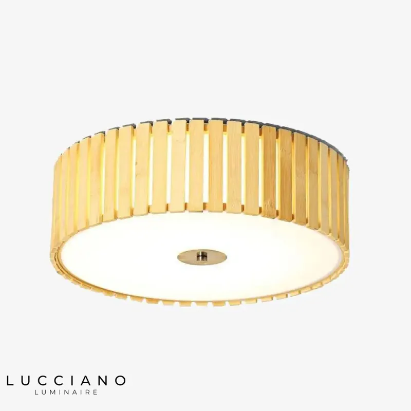 Plafonnier LED rond bois élégant