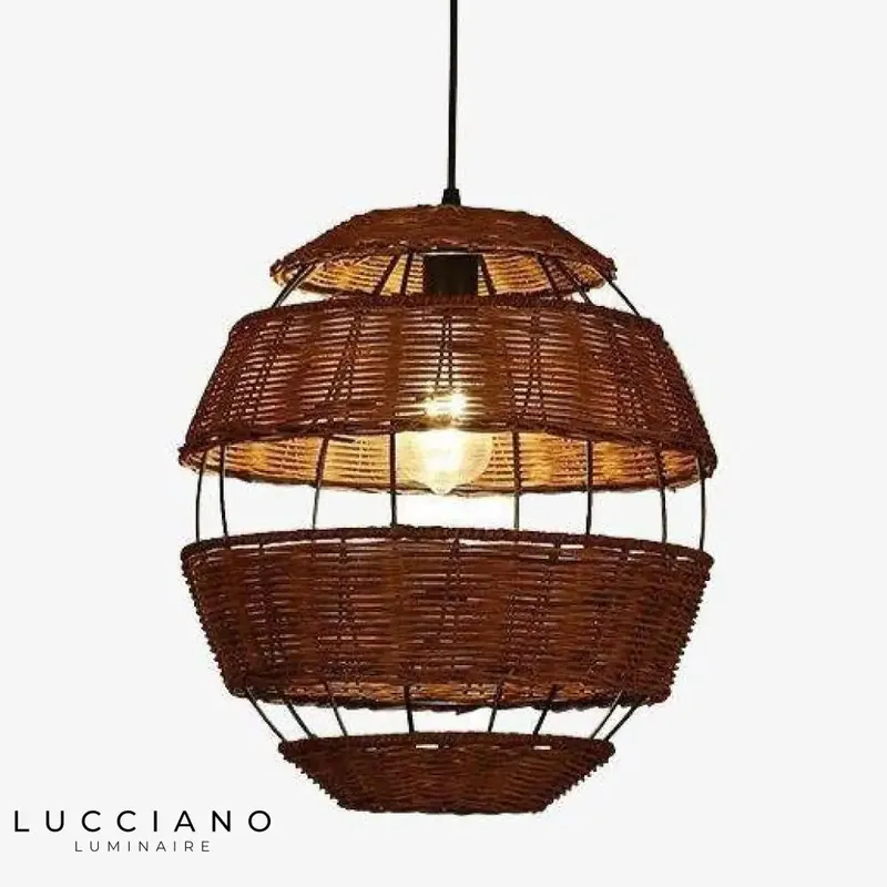 Lampe LED en rotin Rata ovale