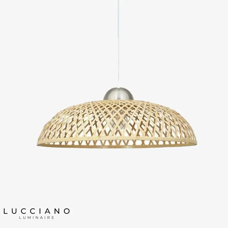 Suspension LED rustique en rotin Asian