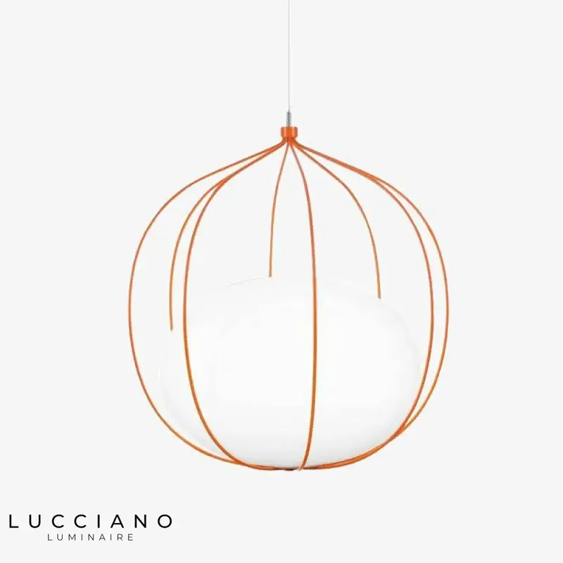 Suspension LED Cage Colorée Sphère Verre
