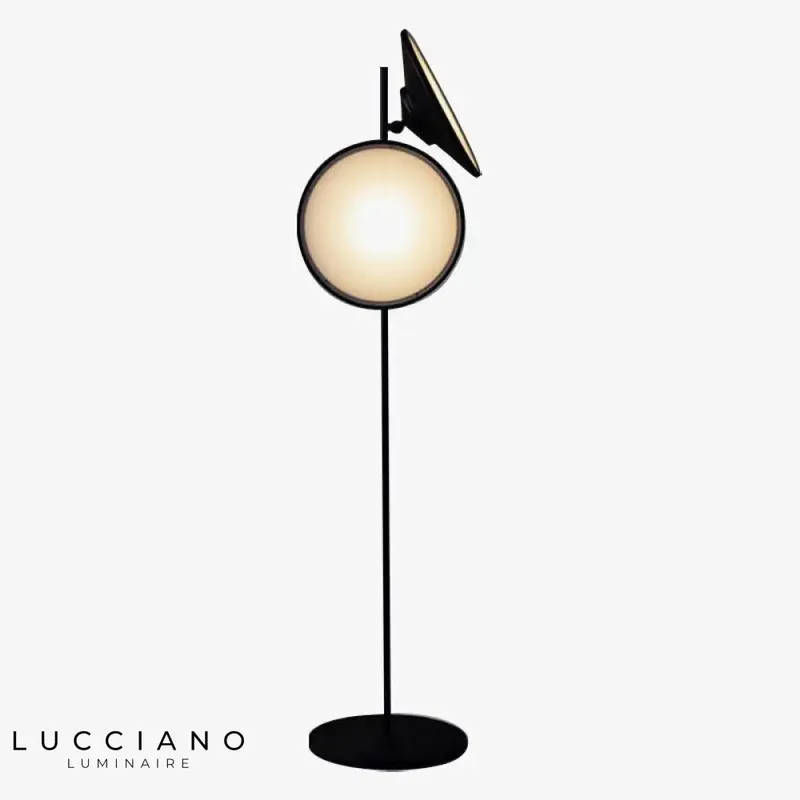 Lampadaire LED Noir Cercle Lumineux