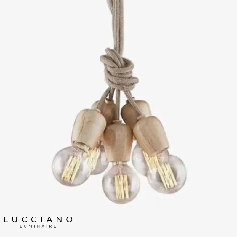 Suspension en bois à 5 lampes