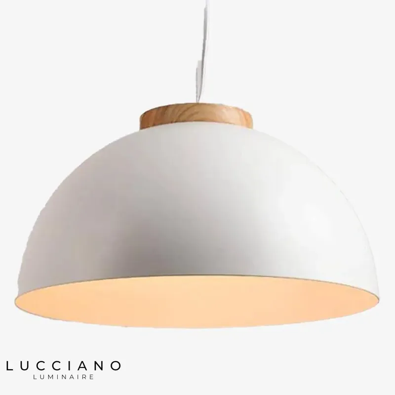 Suspension Bol Blanc Métal Bois