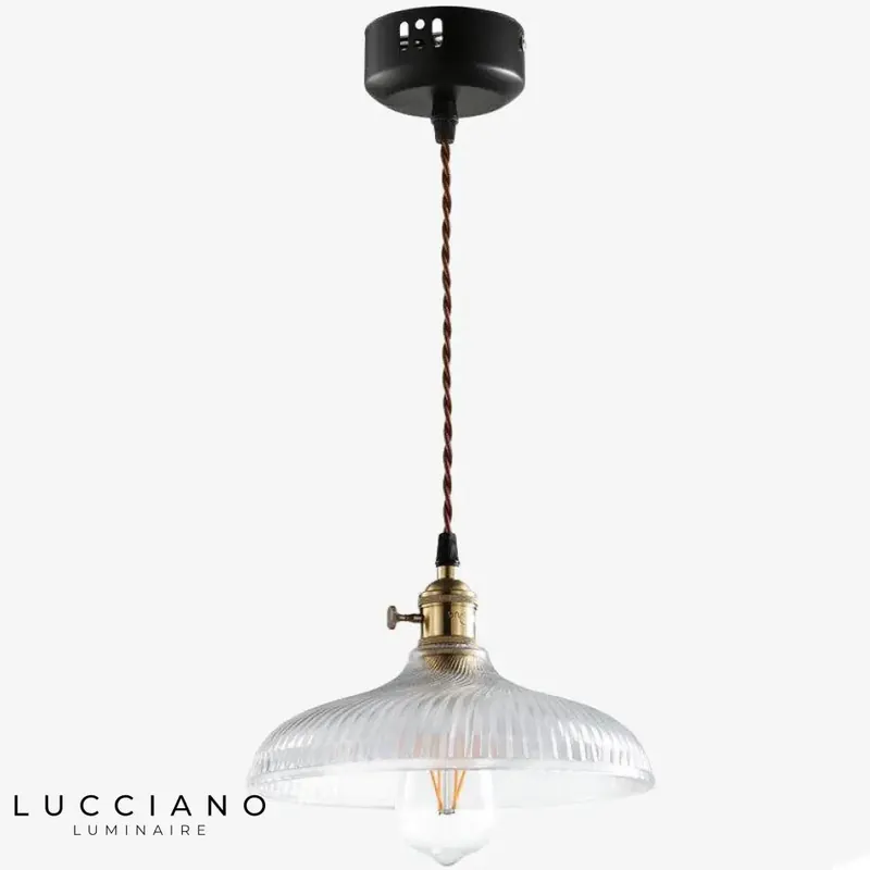 Suspension Vintage Verre Base Dorée