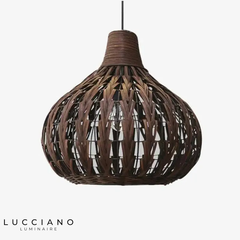 Lampe Bambou Marron Foncé Rattan