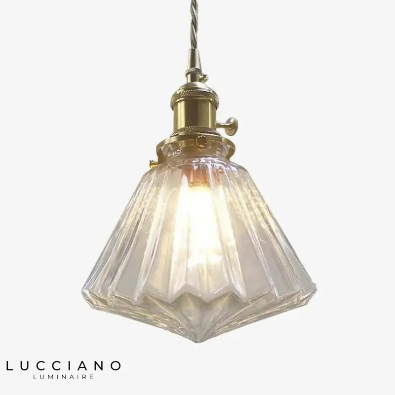 Suspension vintage verre et laiton