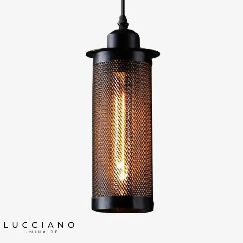 Suspension vintage industrielle grillagée
