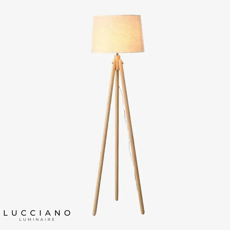 Lampadaire scandinave en bois trépied