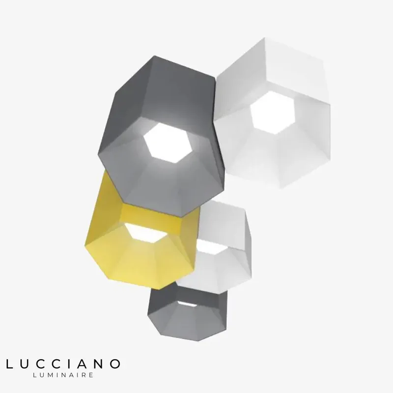 Plafonnier hexagonal couleur géométrique