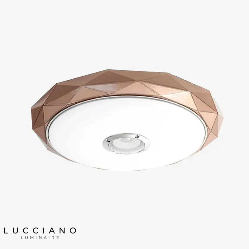 Plafonnier LED rond rose géométrique