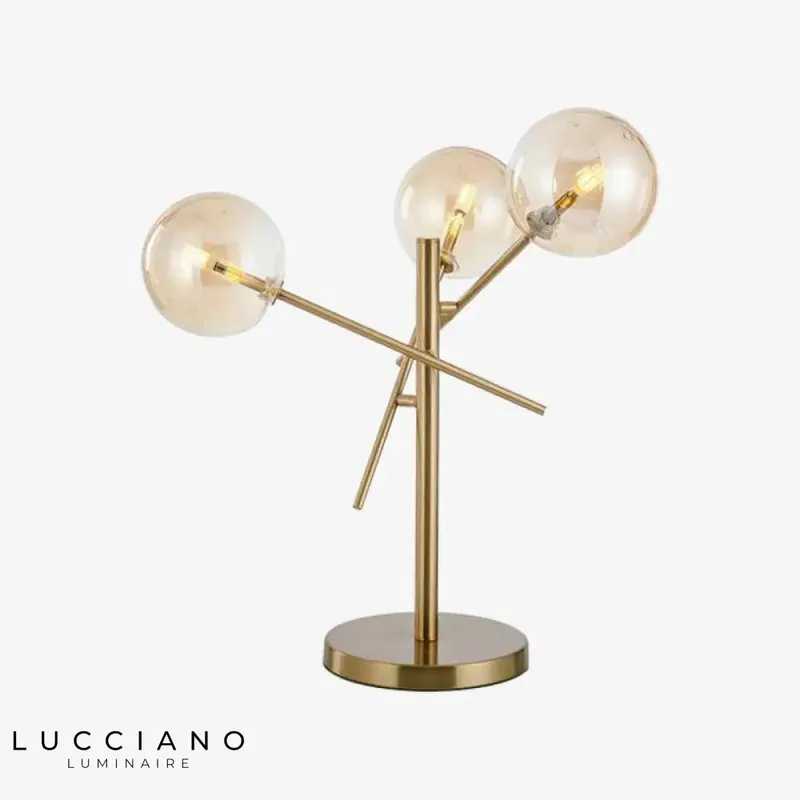 Lampe design dorée et verre