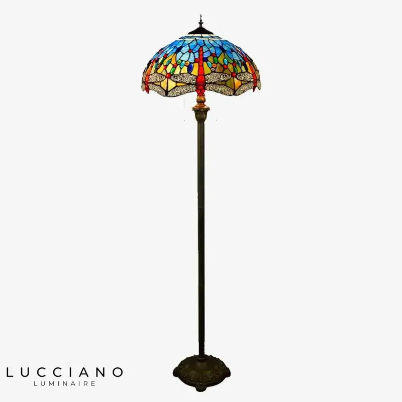 Lampadaire Tiffany vitrail multicolore