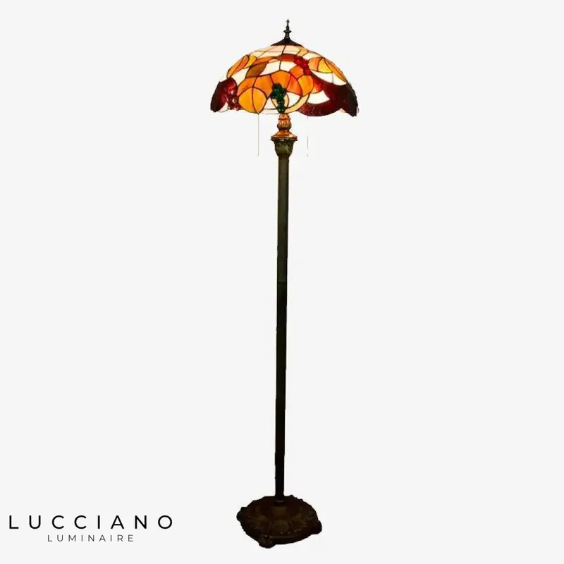 Lampadaire Tiffany vitrail orange