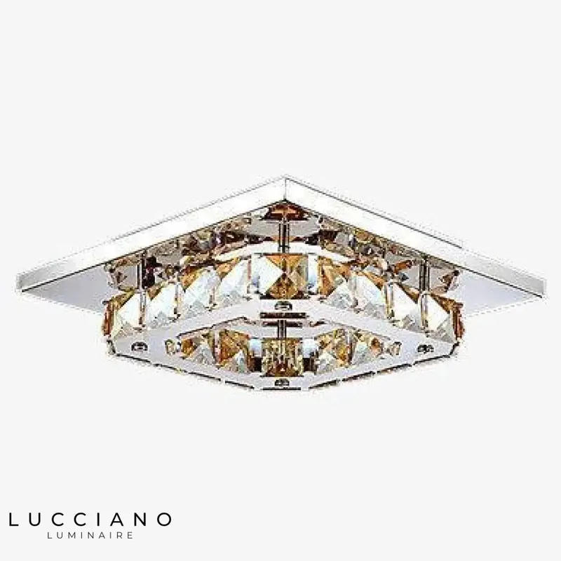 Plafonnier LED Cristal Carré Chromé