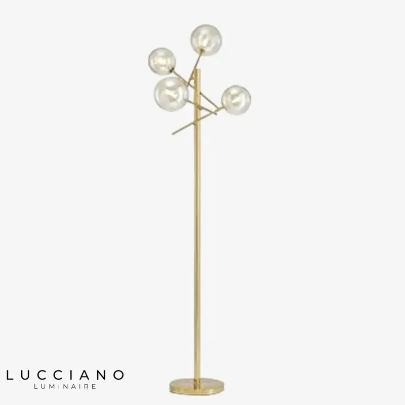 Lampadaire LED Doré Branches Boules Verre