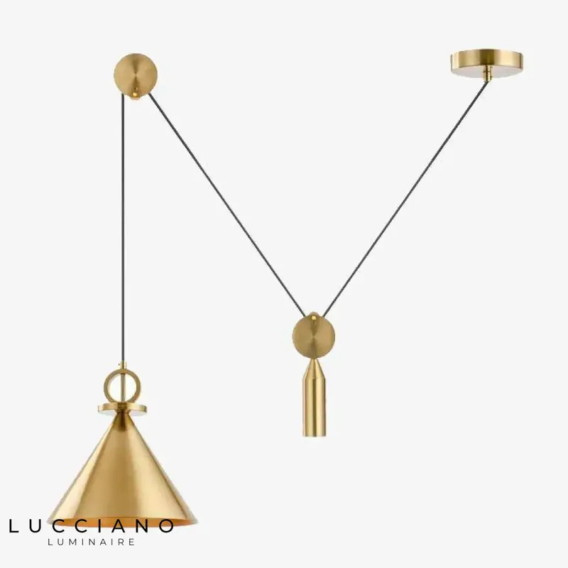Suspension LED dorée avec câble Pulley
