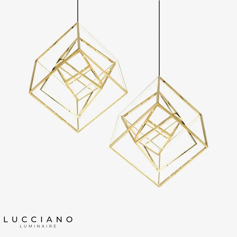Suspension LED Cube Doré Branché