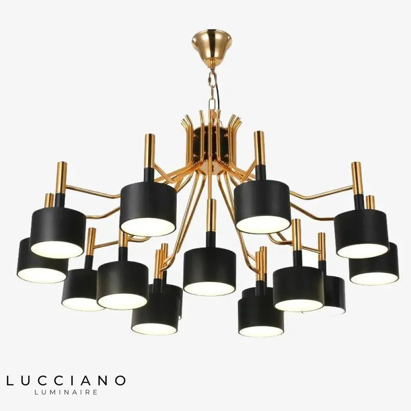 Lustre LED doré avec lampes contrastées