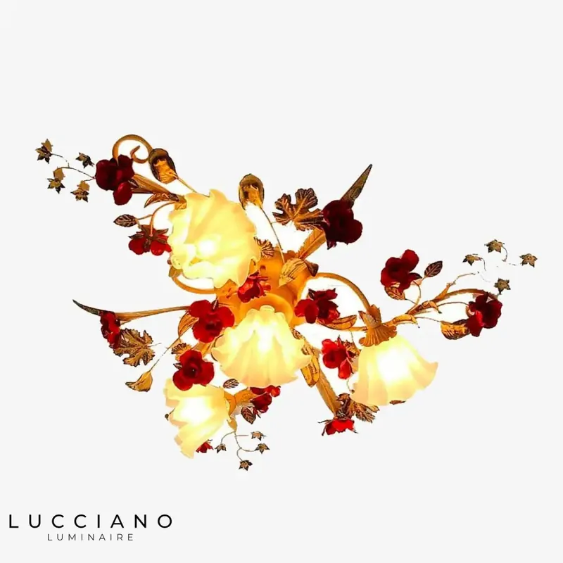 Plafonnier Verre à Fleurs LED