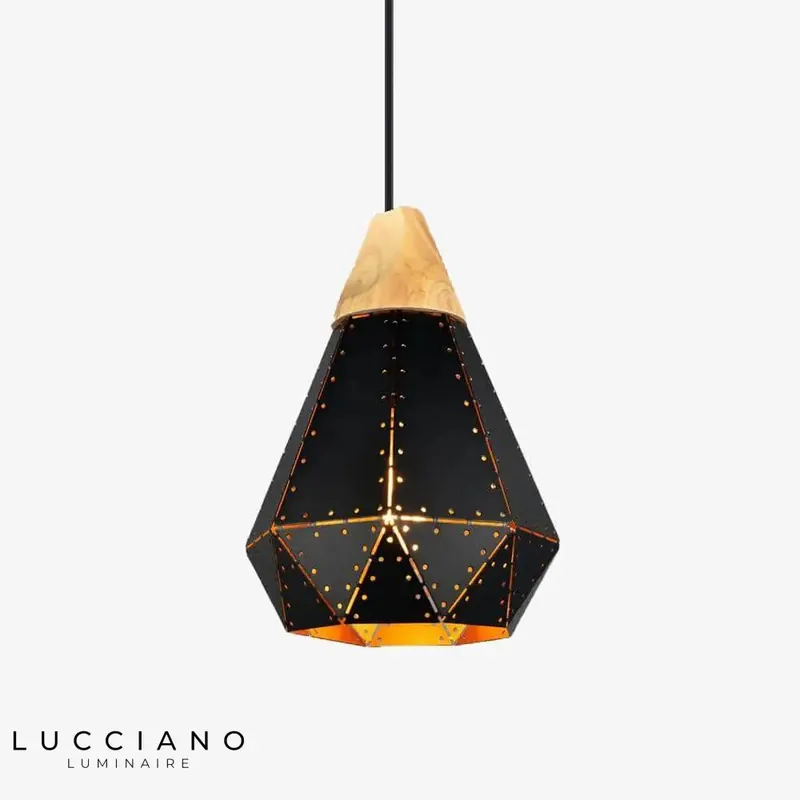 Lustre LED vintage bois