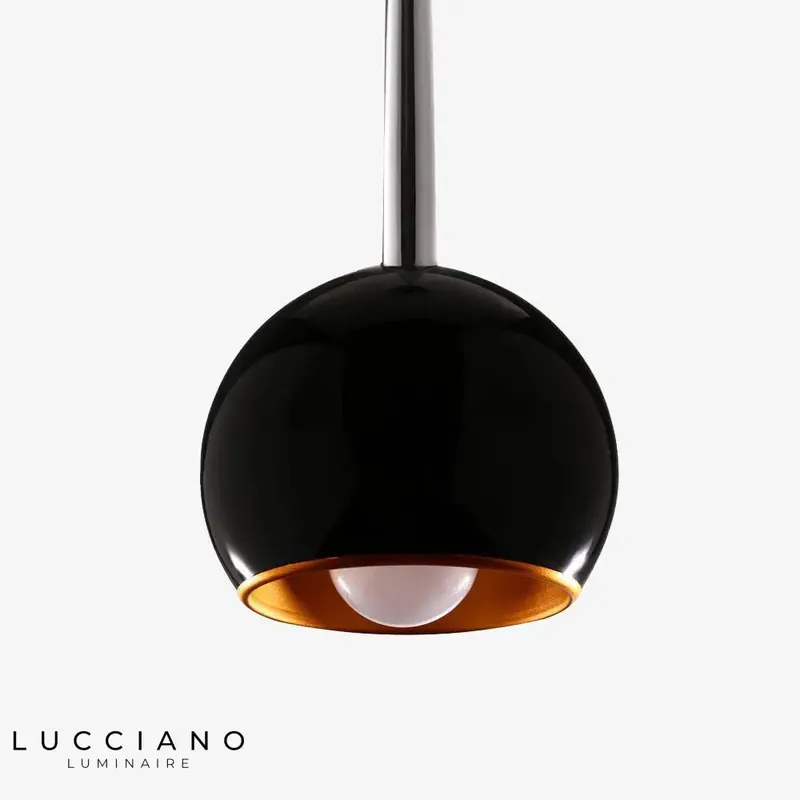 Suspension LED boule nacrée noire