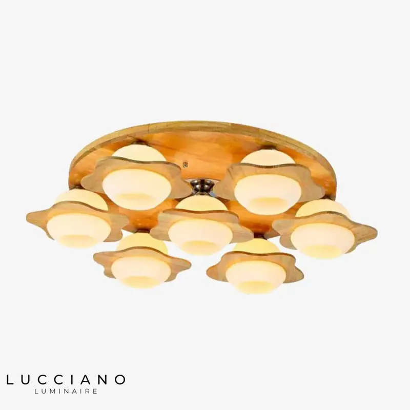 Plafonnier en Bois Fleurs
