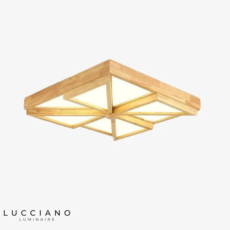 Plafonnier Bois Carré Triangles