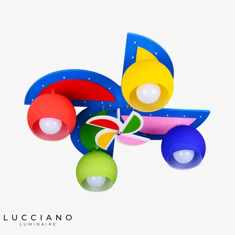 Plafonnier LED enfant hélice colorée