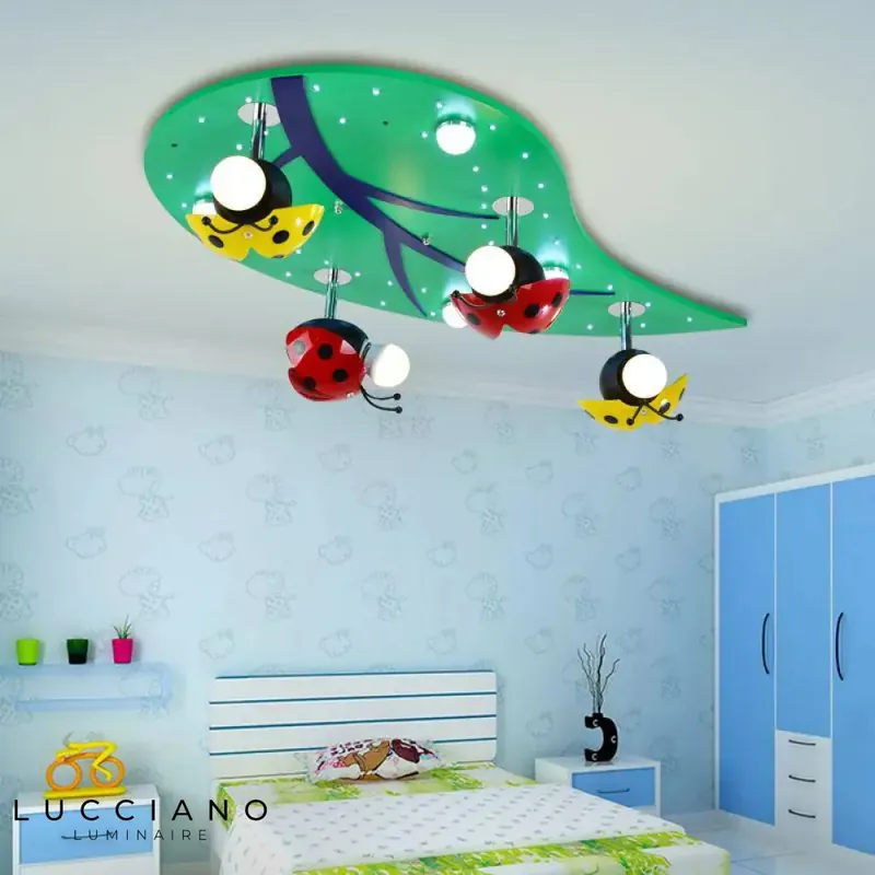 Plafonnier LED Feuille Coccinelle Enfant
