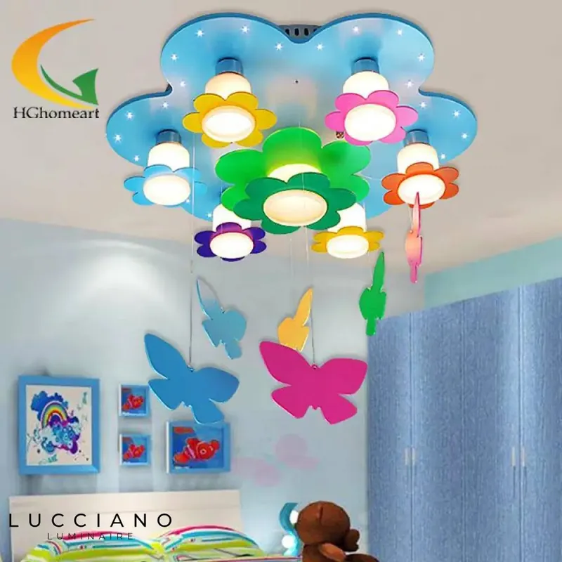 Plafonnier LED Fleurs Multicolores Enfant