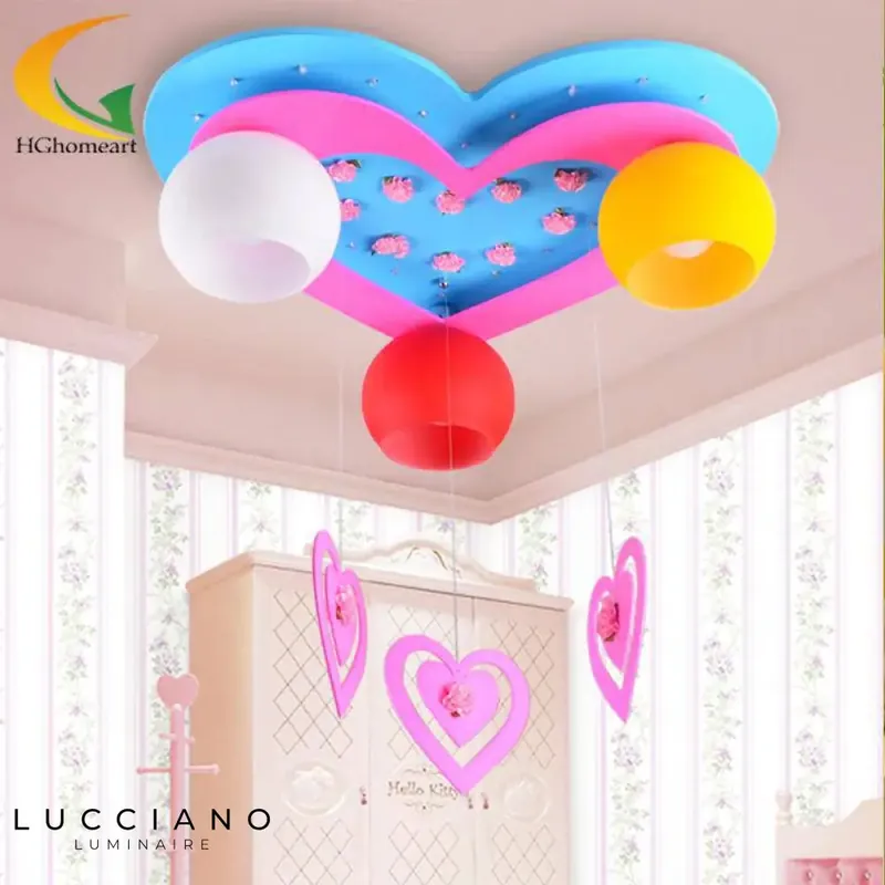 Plafonnier LED Coeur Bleu Rose Enfant