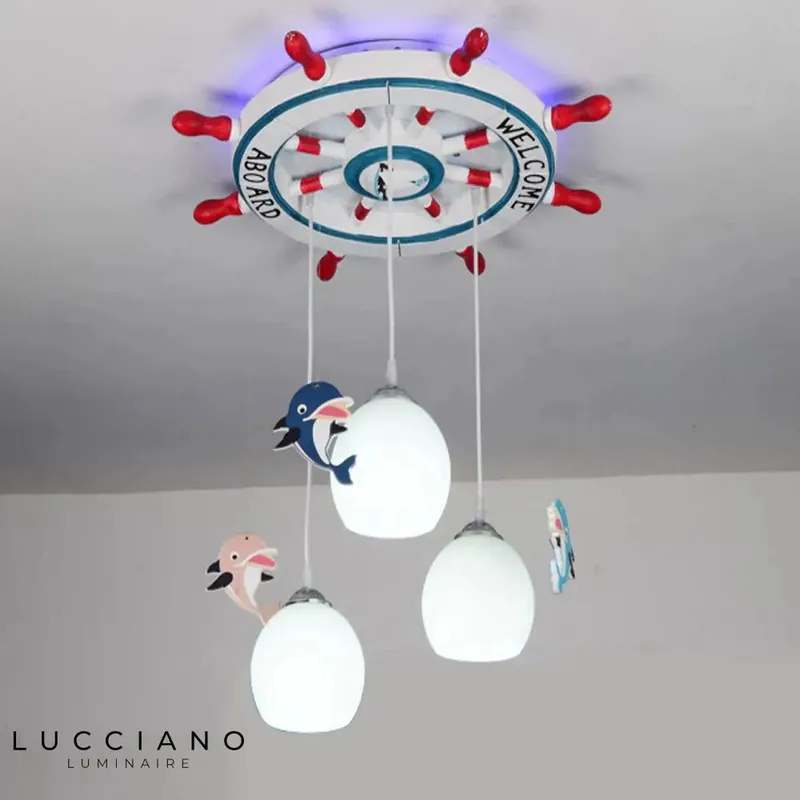 Plafonnier LED Enfant Dauphin Suspendu