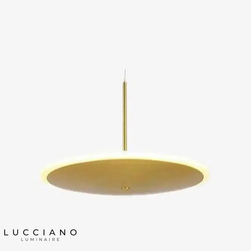 Design suspension disque dorée LED