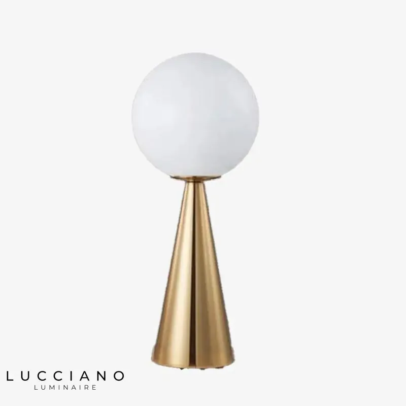 Lampe de chevet dorée et sphérique