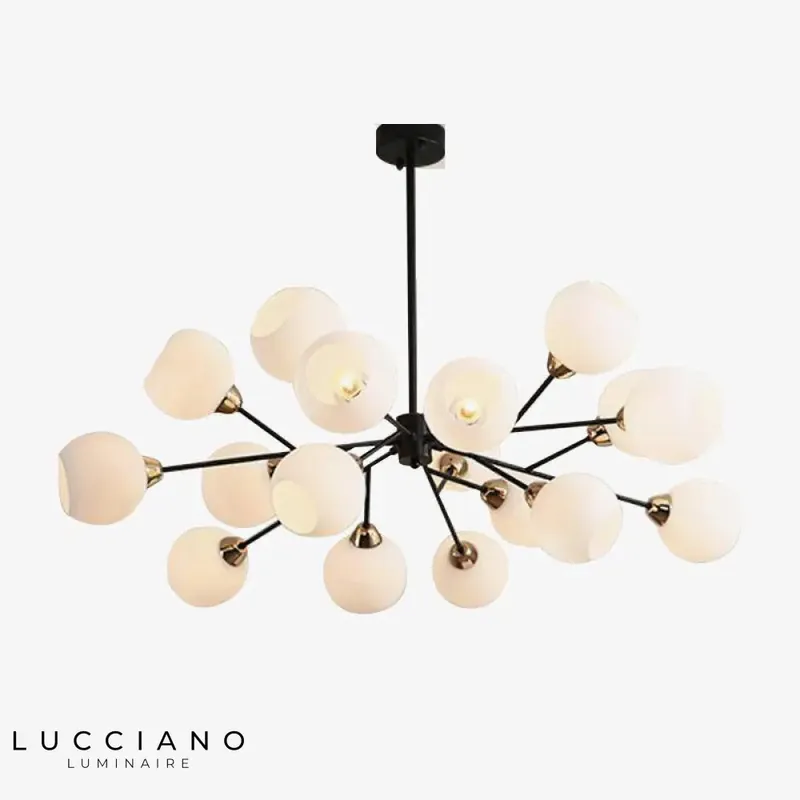 Lustre industriel multiboule en verre