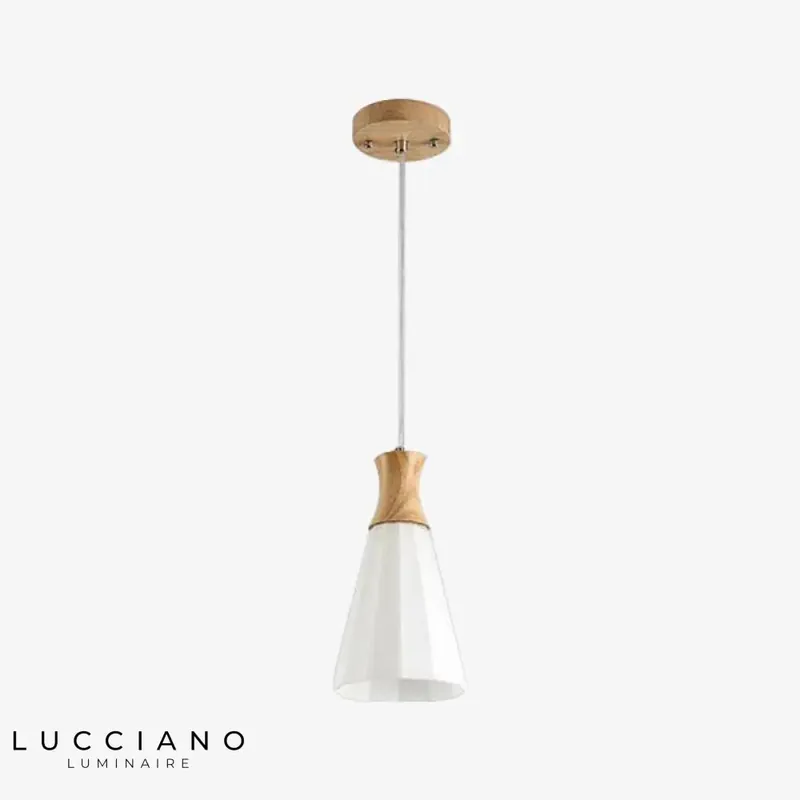 Suspension LED japonaise en bois cônique