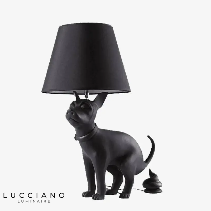Lampe Chien Noire avec Abat-Jour