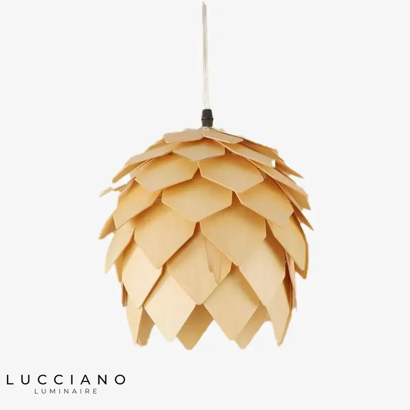 Suspension LED fleur bois pétales