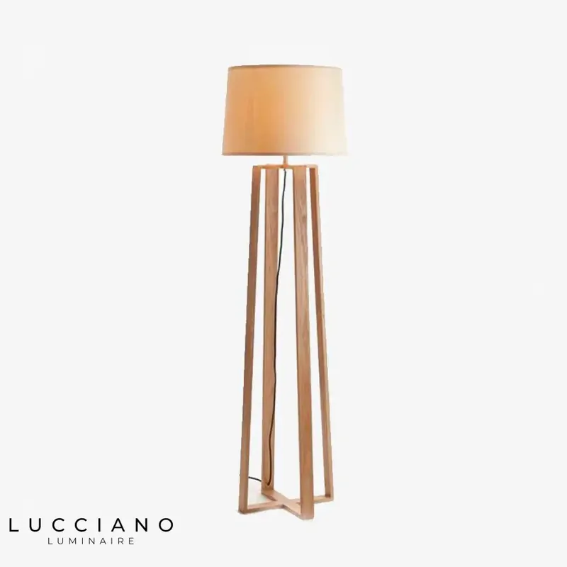 Lampadaire japonais bois et abat-jour Nordic.