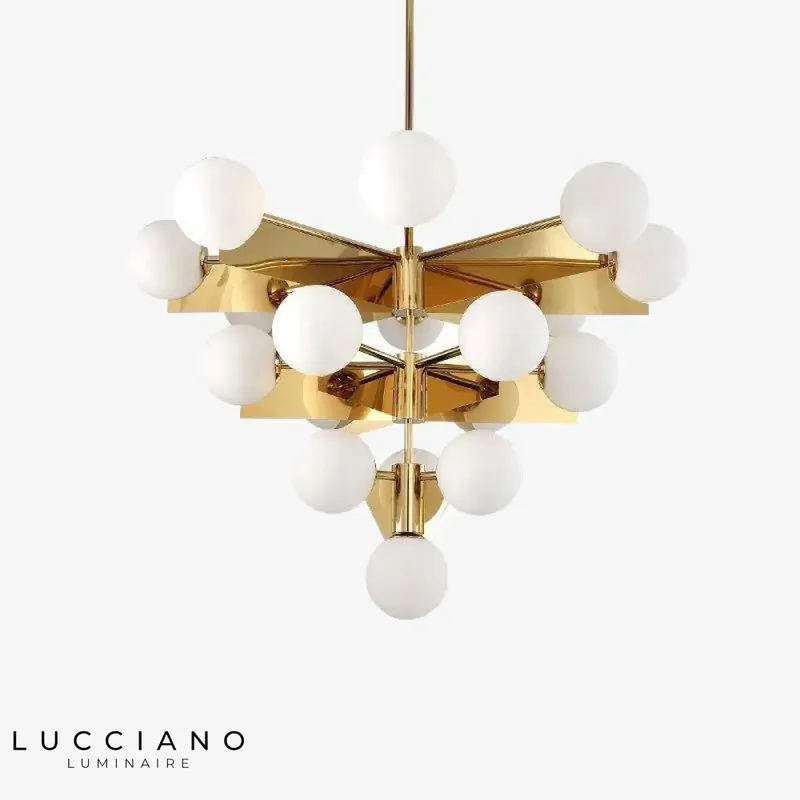Lustre LED doré avec boules verre