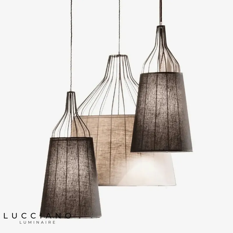 Suspension LED, abat-jour tissu Zen