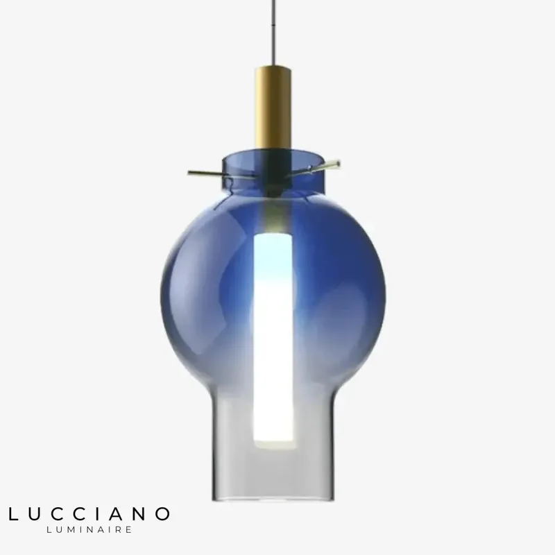 Lampe suspendue LED boule en verre coloré