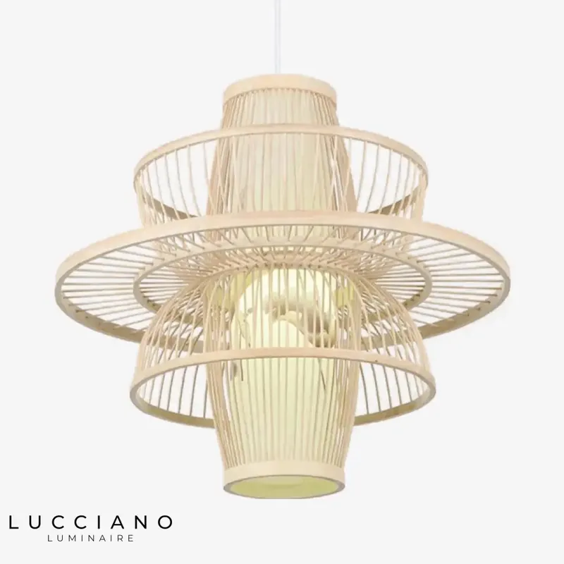 Lampe suspendue cage bambou Farmhouse