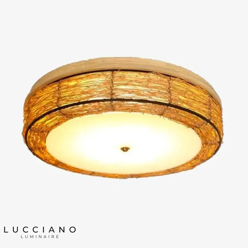 Plafonnier Rattan LED rond en osier
