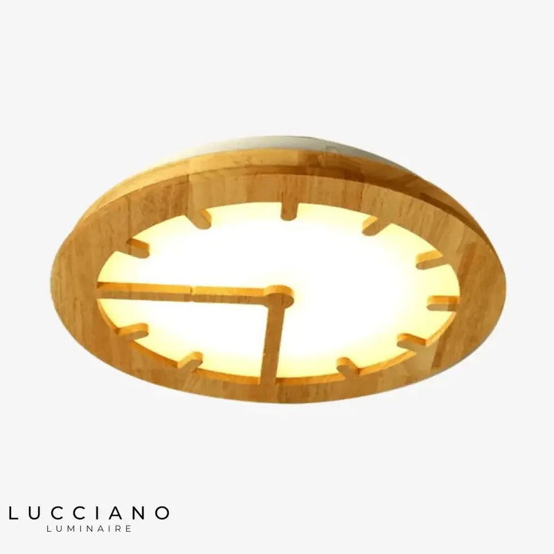 Horloge LED en bois plafonnier