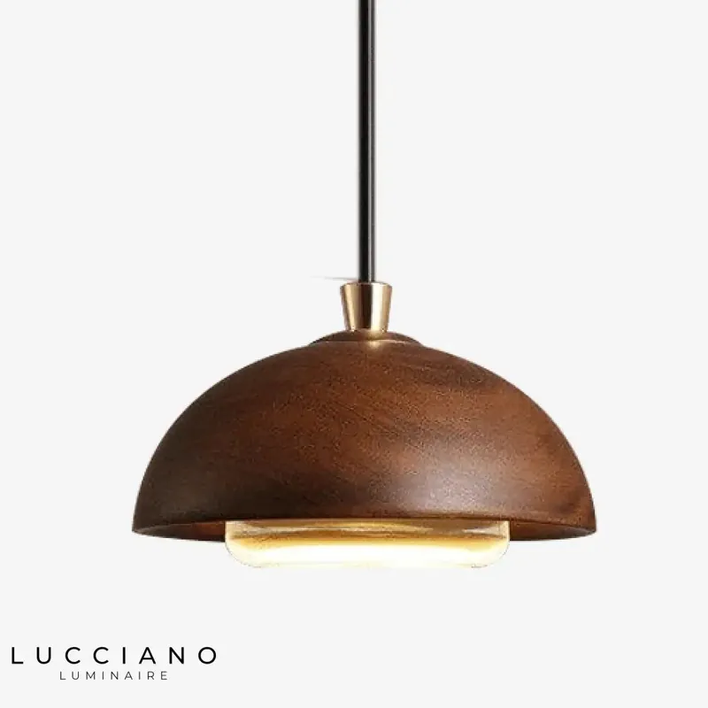 Suspension LED bois demi-sphère