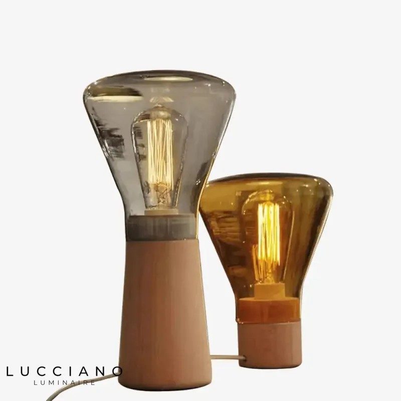 Lampe Aurora en verre et bois