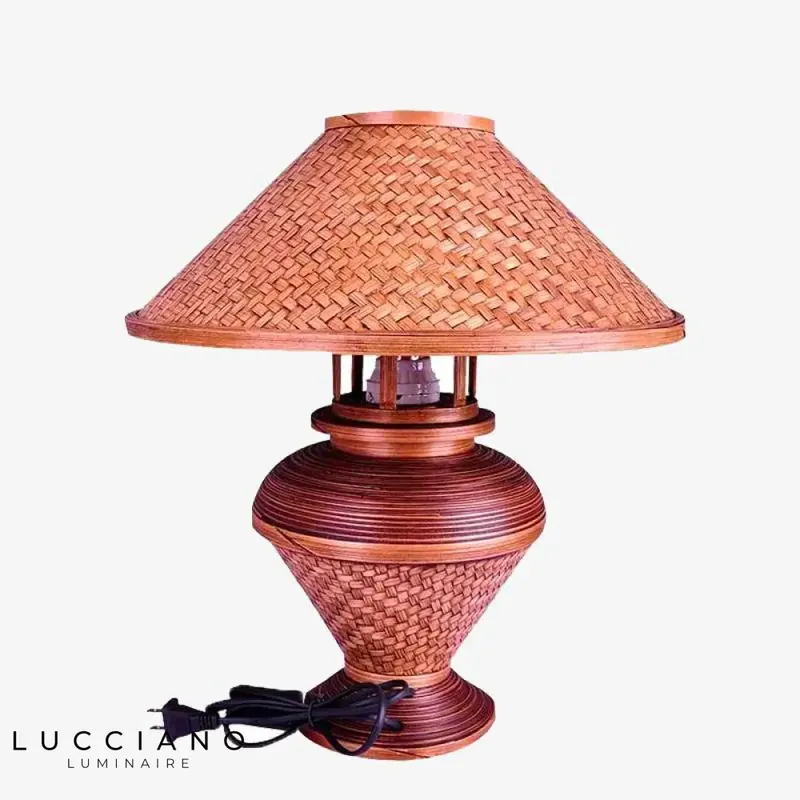 Lampe Chevet Vintage Bambou Rouge
